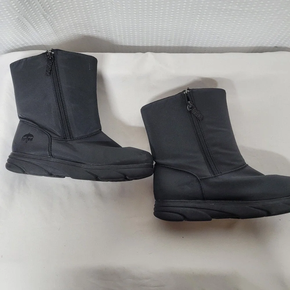 Totes Canterbury Black All Weather Boots Womens 7 Med Side Zip Winter Snow